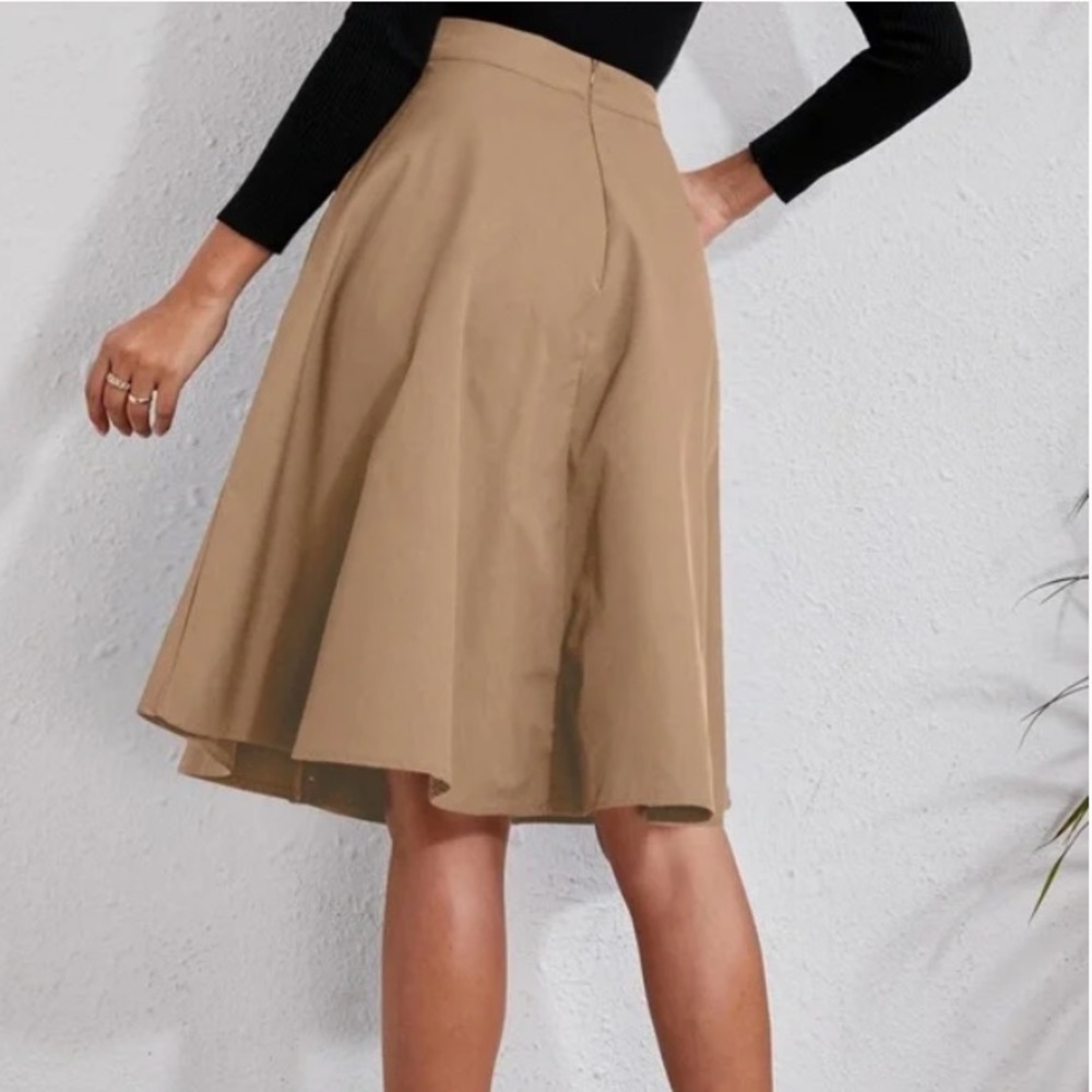 Classic Burnt Orange  Button Detail Pocket Midi Skirt Work - Picture 16 of 16